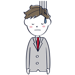 グレーのスーツの男性　イケメン　教師　先生 上半身
　ショック