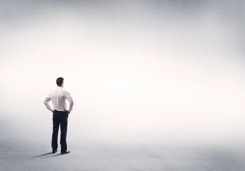 Sales person with empty white background