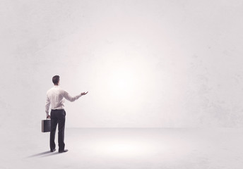 Finance worker standing in pure nothing