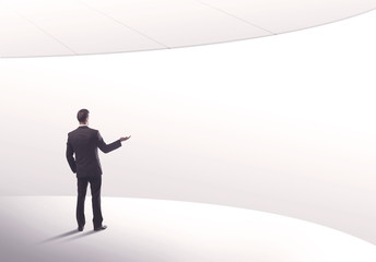 Obraz premium Salesman standing with his back concept