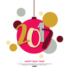 2017 Merry Christmas and Happy New Year Background with abstract christmas ball for greetings cards, poster, banner. Vector illustration eps10 format.