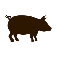 silhouette of pig icon over white background. farm animal design. vector illustration
