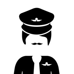 silhouette of  airplane pilot man over white background. vector illustration