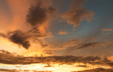 Twilight sky and rainy cloud with tree. High level of noise. Nig