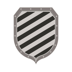 gray and black striped security shield icon over white background. vector illustration