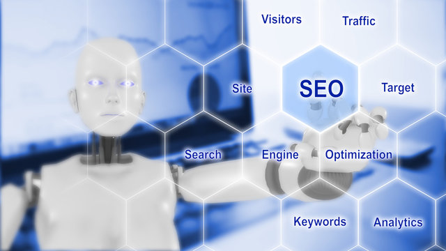 Search engine optimization keywords presented by robot