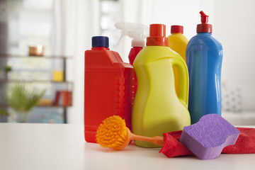 Cleaning supplies in home