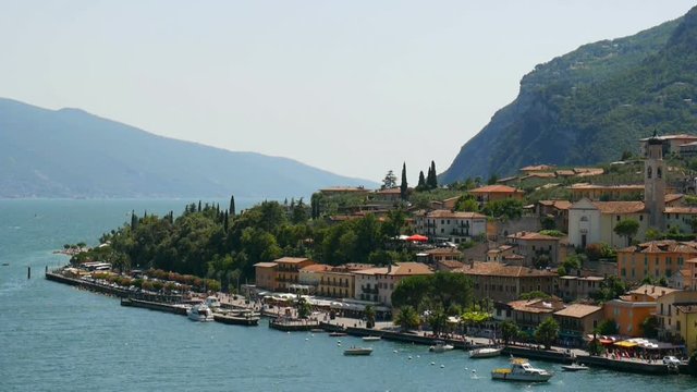 Beautiful view to the Limone Sul Garda and Lago di Garda lake, Northern Italian.