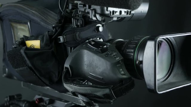 Television Studio Camera. Broadcasting professional camcoder. 4K