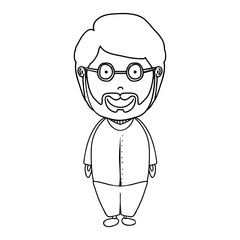 silhouette of cartoon old man smiling over white background. vector illustration 