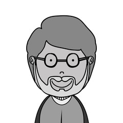 silhouette of cartoon old man smiling over white background. vector illustration 