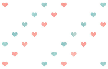 Watercolor hearts on white background.