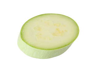 cut light green zucchini isolated on white background with clipping path