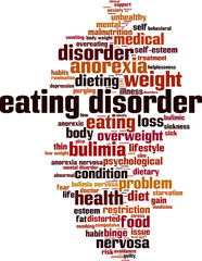 Eating disorder word cloud concept. Vector illustration