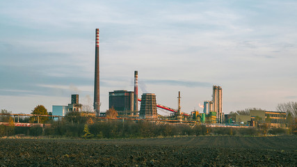 View historical coking plant in the setting sun