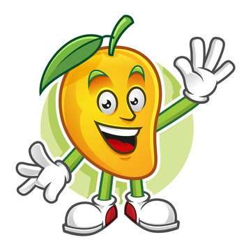 Greeting mango mascot, mango character, vector of mango, mango cartoon  Stock Vector | Adobe Stock