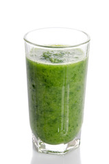 Green smoothie  as healthy summer drink isolated on white