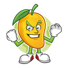 Strong and confident mango mascot, mango character, vector of mango, mango cartoon