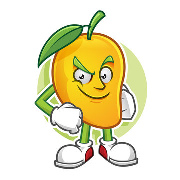 confident mango mascot, mango character, vector of mango, mango cartoon