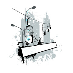 grunge landscape cableway