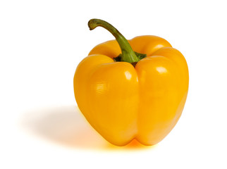Sweet yellow pepper (paprika) on white background