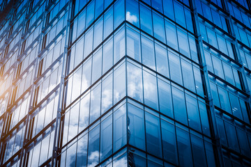 Obraz premium detail of glass architectures in blue tone.