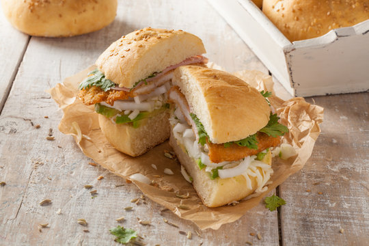 Cemita poblana, typical Mexican sandwich