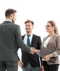 Business people shaking hands during a meeting