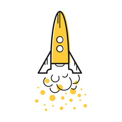 Line start up rocket icon