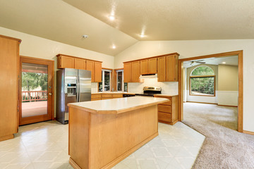 Kitchen room interior in the horse ranch