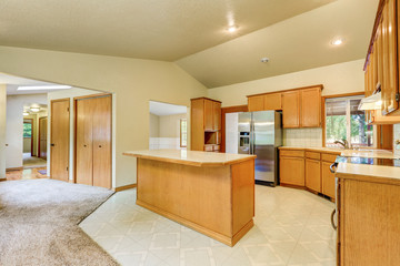 Kitchen room interior in the horse ranch