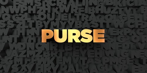 Purse - Gold text on black background - 3D rendered royalty free stock picture. This image can be used for an online website banner ad or a print postcard.