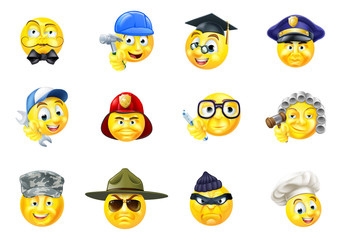Jobs Occupations Work Emoji Emoticon Set
