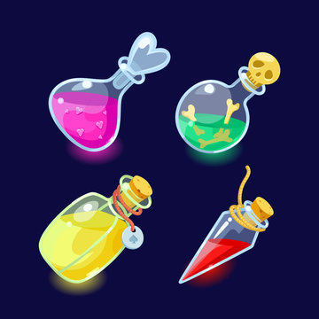 Set of Cartoon Bottles  potion