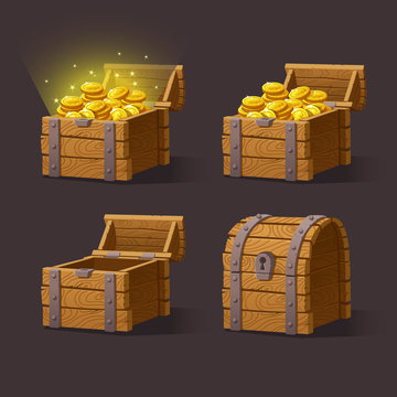 Wooden Chest set for game interface.