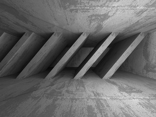 Dark concrete empty room. Modern architecture design