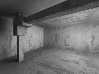 Empty concrete walls room interior. Abstract architecture