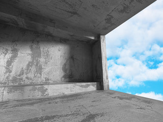 Concrete walls empty room interior. Abstract architecture