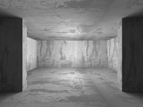 Dark Empty Concrete Room. Architecture Background