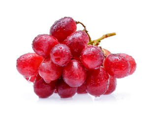 red grapes and water drops isolated on white background