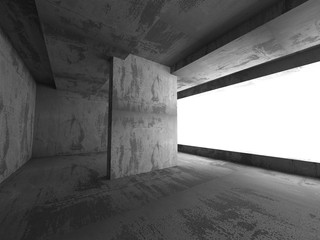 Dark concrete room interior. Architecture background