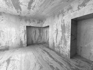 Empty dark concrete room interior corner