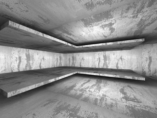 Abstract dark concrete walls room interior
