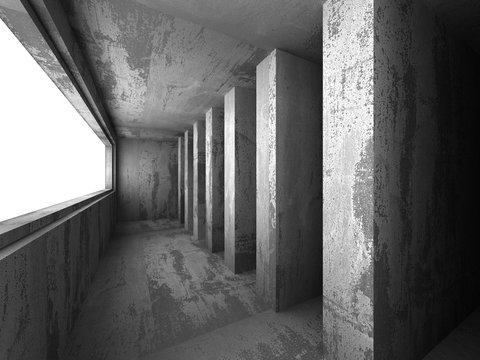 Dark concrete empty room interior. Architecture background
