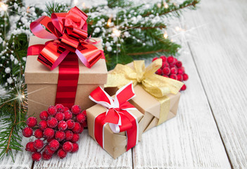 christmas gift box and decorations