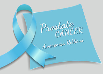Awareness Blue Ribbon. World Prostate Cancer Day concept. Vector Illustration. Men healthcare concept on blue background