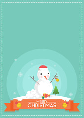 Christmas Greeting Card Template Snowman Illustration Vector
