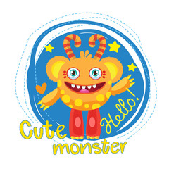 Cute Monster Vector Illustration. Cartoon Monster Ball Mascot. Magic Wand Monster. Inflatable Funny Bear. Monsters Universe.