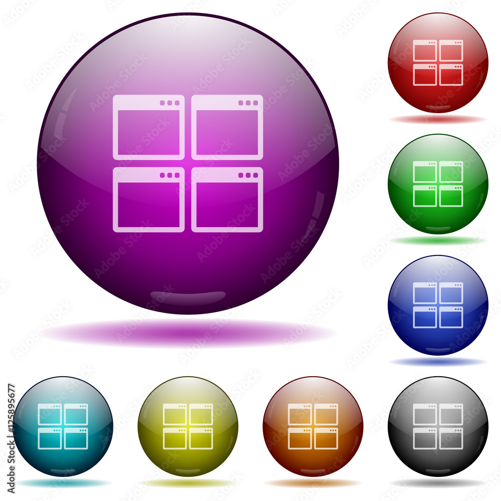 Poster mosaic window view mode glass sphere buttons