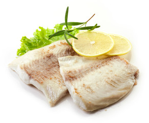 roasted bream fish fillets on white background